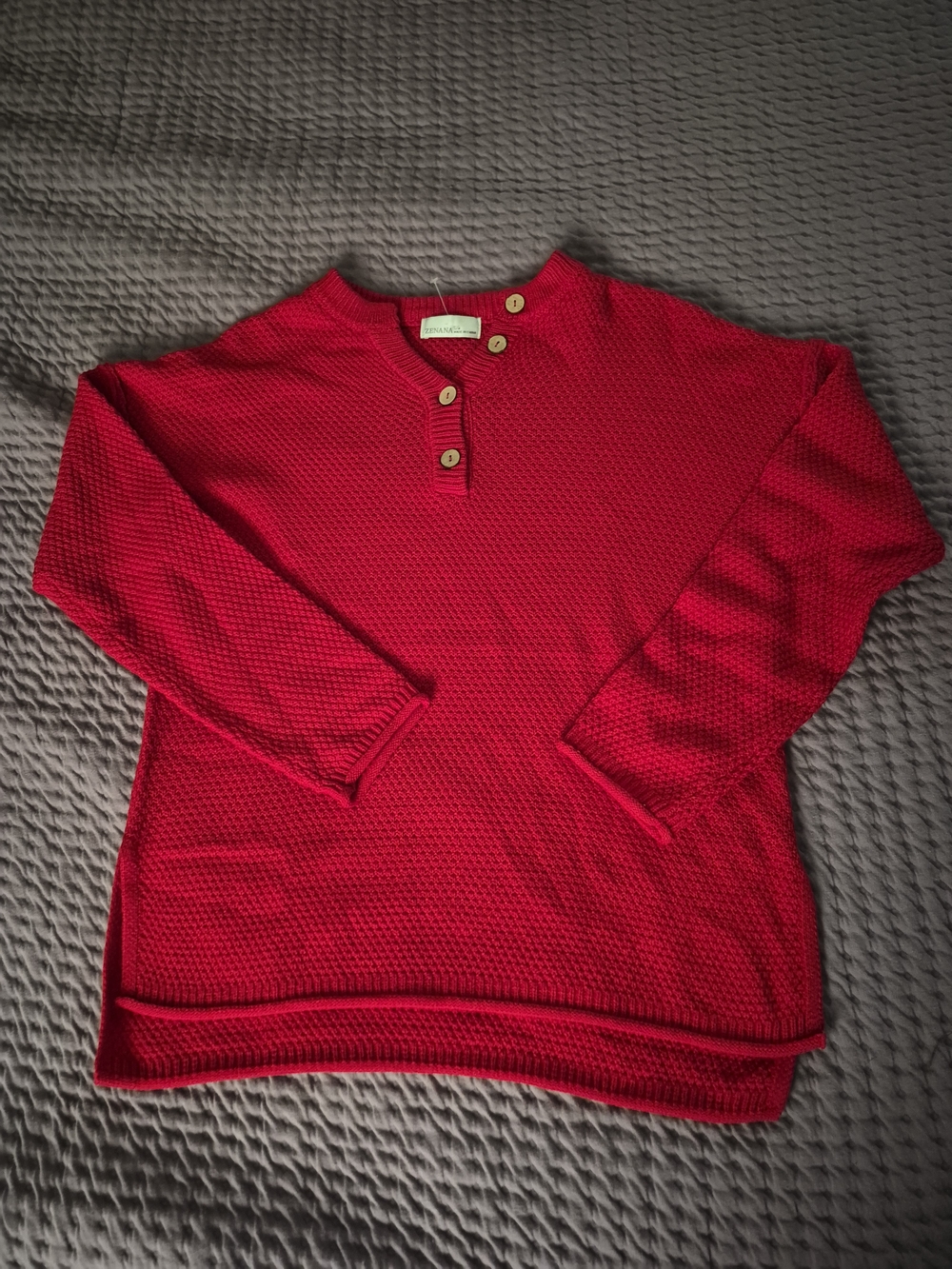 ZENANA Red Knit Sweater Size Small/Medium Like New